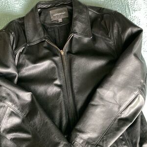 Croft and Barrow Mens Black Leather Jacket Size Large Like New